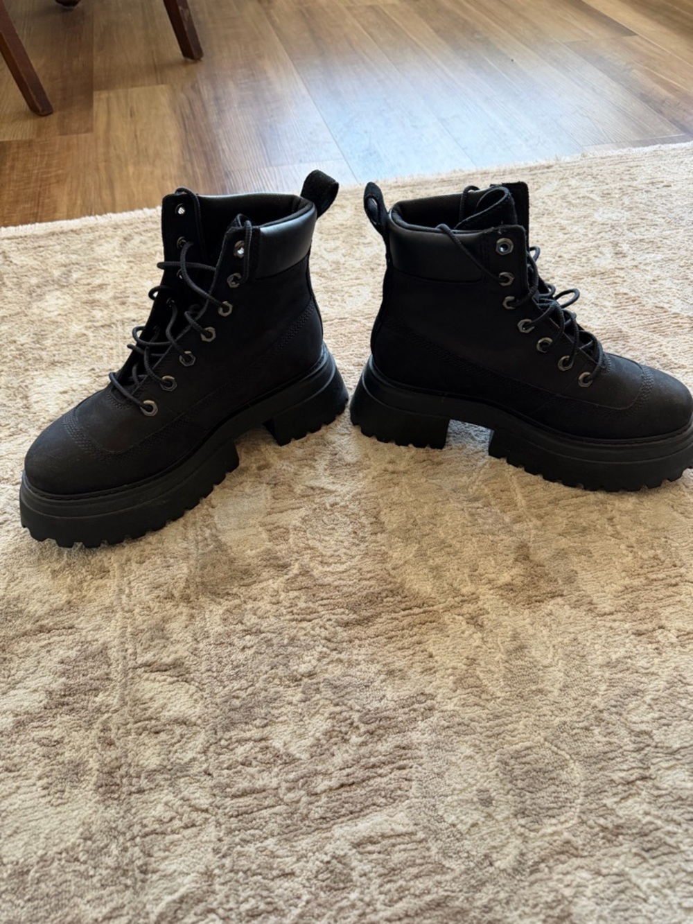 Women's Black Timberland Platform Boots - Picture 3 of 13